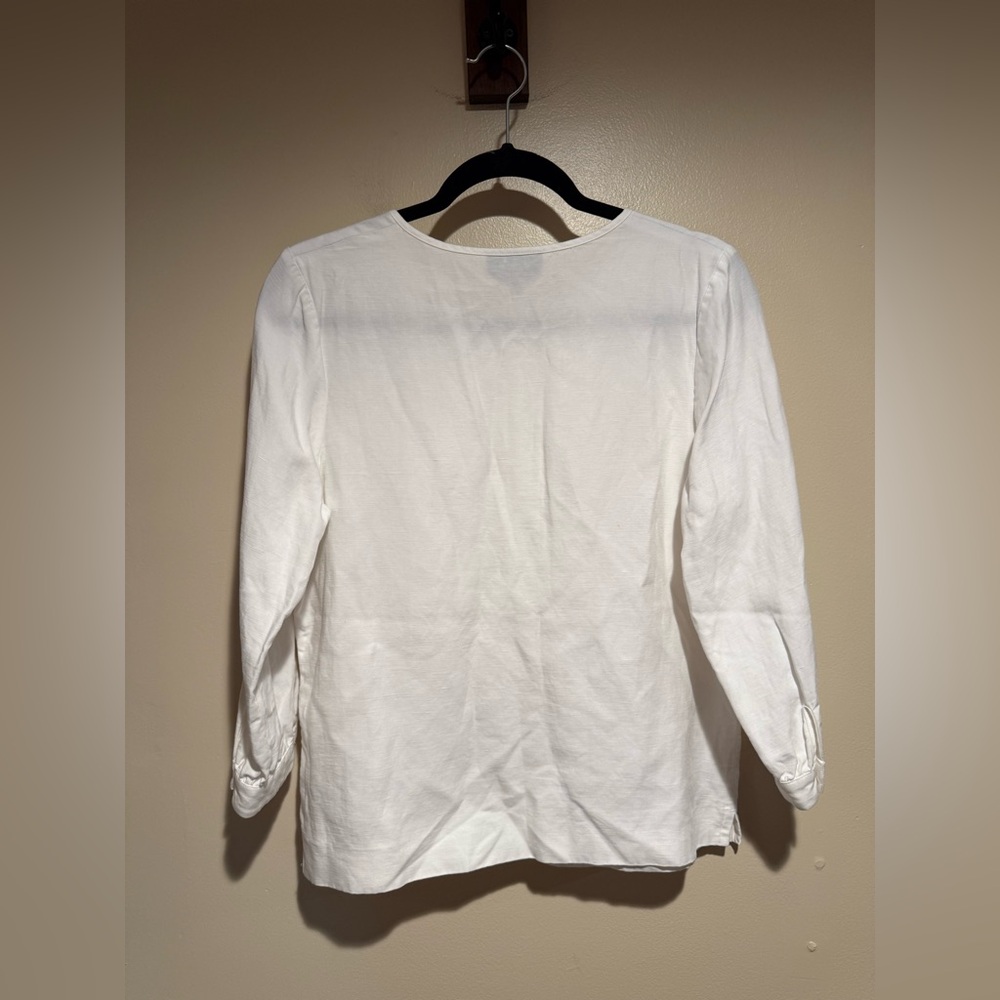 A.P.C.  Rue Madame Paris 3/4 sleeve ruffle front blouse tencel linen blend - Picture 7 of 7
